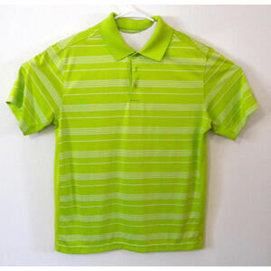 Slazenger Golf Polo Shirt Green with White Stripes Short Sleeve Mens Size L